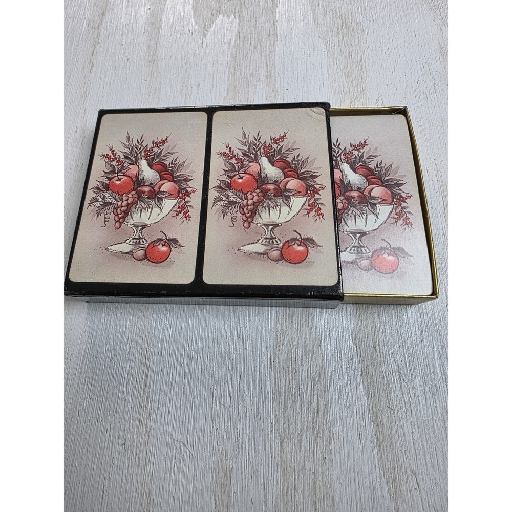 Vintage Canasta Double Deck Playing Cards Fruit Bowl Still Life Original Box